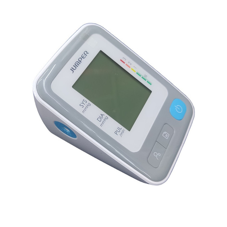 فشارسنج بازویی دیجیتال جامپر مدل JPD-HA300 با نمایشگر LCD، اندازهگیری فشار خون و ضربان قلب، هشدار آریتمی، حافظه دو نفره با ظرفیت 99 رکورد، منبع تغذیه باتری و برق، و خاموشی اتوماتیک