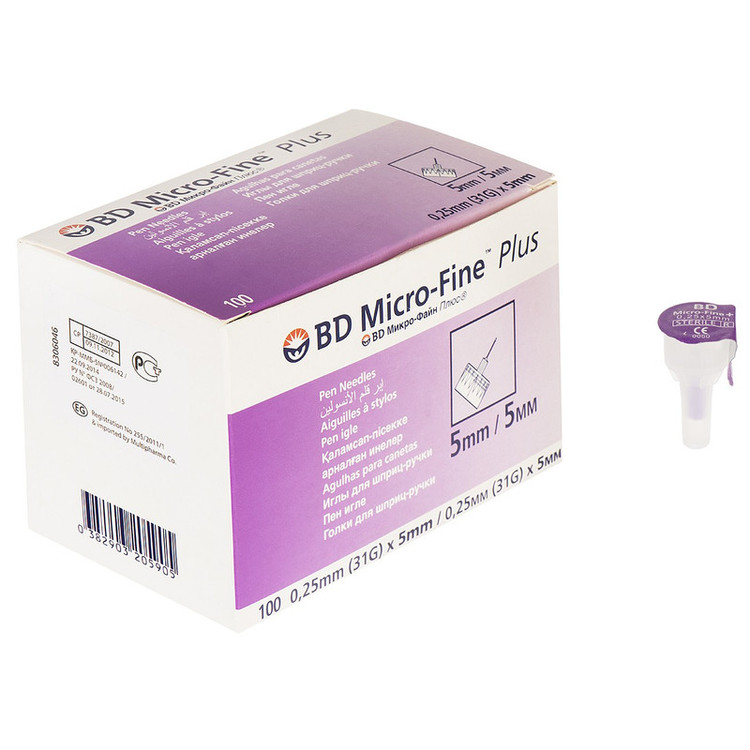 سوزن قلم انسولین بی دی مدل Micro-Fine سایز 5 میلیمتر 100 عددی